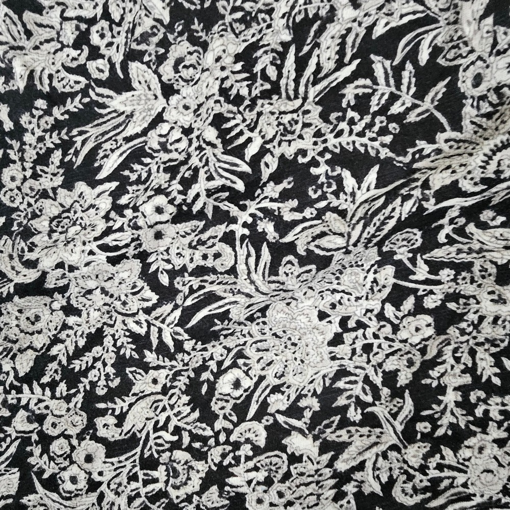 Lucky Brand Womens Black White Floral Woodblock Sleeveless Smocked Top 7W64682 L - Picture 8 of 11